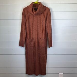 Sweet Halo turtle neck long sweater dress brown orange women's size medium